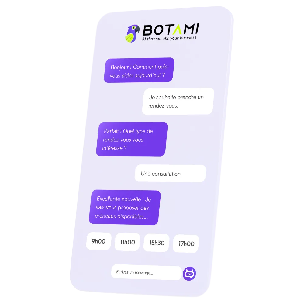 Interface Botami sur mobile